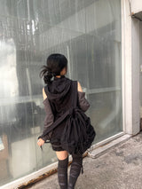 オフショルダースリットウィンドアノラックパーカー / shoulder slit wind anorak hood
