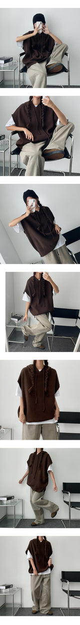 The Deep Boxy Hood Knit Vest