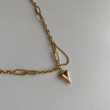 ハートユニークボールドチェーン2WAYハンドメイドネックレス / hun Heart Unique Bold Chain Two Way Handmade Necklace