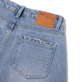 DAMAGE HALF DENIM PANTS [LIGHT BLUE]