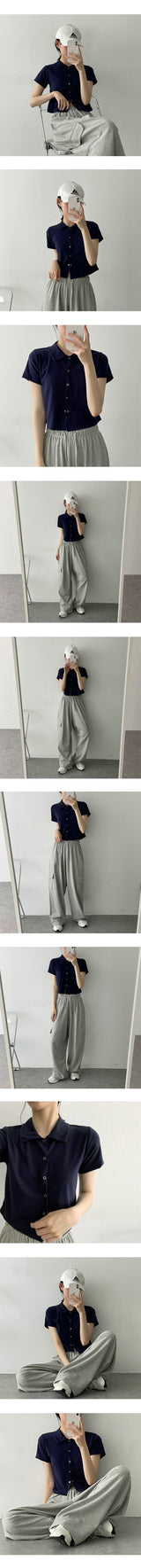 コイススナップカラー半袖Tシャツ / KOIS Snap Collar Short Sleeve Tee