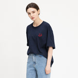 [UNISEX]Small Drawing Smile White Clip Short Sleeve Tee_6color (6567257374838)