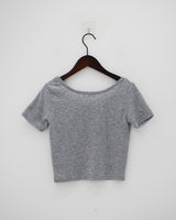 ショートスリーブクロップUネックTシャツ/Short Sleeve Cropped U-neck T-shirt (5color)