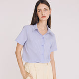 シアサッカーストライプシャツ / SEERSUCKER STRIPE SHIRT (BLUE)