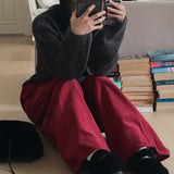 杷木サイド折り返しピンタックコーデュロイロングワイドパンツ