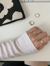 [5 set] matte bold simple ring set / 2 color / glossy daily layering