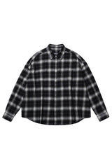  ROUNDED COLLAR CHECK SHIRT_BLACK