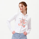 ウィッティバニースピリットグラフィッククロップフーディージップアップ / WITTY BUNNY SPLIT GRAPHIC CROP HOODIE ZIP UP [WHITE]