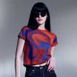 ドランクグラフィッククロップTシャツ / RED DRUNK GRAPHIC CROP T-SHIRTS