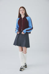ボウクル2WAYジップアップニット / Boucle 2way Zip-up Knit [Burgundy]