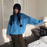 [Wool 10/6color] タムタムコージービビッドラウンドルーズフィット長袖ニット