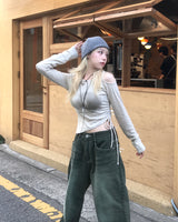 ショルダースリットプリントサイドシャーリングTシャツ