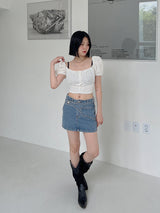 ポップコーンオフショルダーブラウス/Popcorn Off Shoulder Blouse (4color)