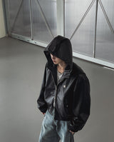 【PREMIUM/MADE】ナットレザーラベルクロップフードジャンパー