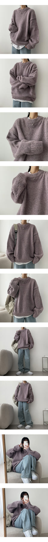 Songi Thick Warm Punching Round Knitwear