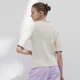 Linen embroidery cardigan - Ivory (6671632138358)