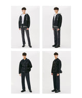 WASHING STITCH DENIM JACKET (BLACK) (6585252053110)