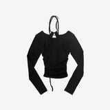 ランカシャー スリット ホルターネック T シャツ