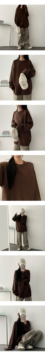 [10 Colors] Roach Big Boxy Habee Round Knitwear
