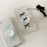 [セット] プレゼントシリーズ：ブラックリボンフォンケース + スマホグリップ / [SET] Present series : Black ribbon phonecase + griptok
