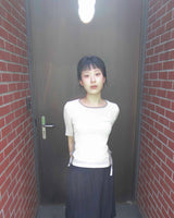 ストラップメッシュTシャツ_ beige