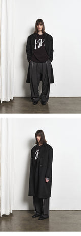 Merino Wool Overfit Double Long Coat (Classic Black)