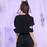 インサイションショートスリーブクロップTシャツ/TOP(9327) Incision Short Sleeve Crop Tee