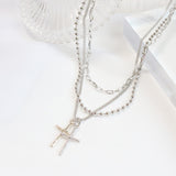 ダブルクロスレイヤードネックレス / Double cross layered necklace