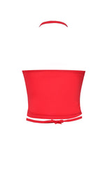 2ウェイホルタースパンクロップスリーブレストップ/2-way halter span crop sleeveless top (red)