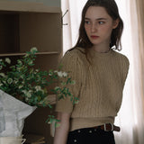 Cable Puff Sleeve Knit - Beige