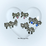 Silver ribbon drop earring (4color)