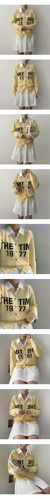 フォーキーレタリングVネックニットカーディガン/Forky Lettering V-Knit Cardigan