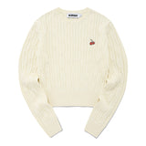 スモールチェリーケーブルクロップニット／SMALL CHERRY CABLE CROP KNIT [IVORY]