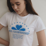 ラブクローバークロップTシャツ/Love Clover crop t-shirt [2 Color]