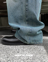 No.0150 color washing denim wide PT