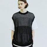 グラデーションパンチングニットベスト/gradation punching knit vest black