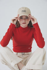 カラーラインハーフネックTシャツ / Color Line Half Neck T-Shirt [Red]