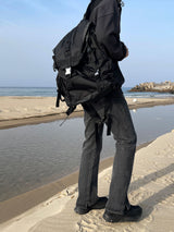 Po Side Slit Black Washing Denim Pants (628) (6699423858806)