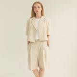 ツーボタンワンタックベルミューダパンツ / Two-Button One Tuck Bermuda Pants (Ivory)