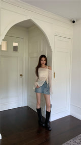 Belua off-shoulder long-sleeved tee