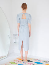 SHIRRING DETAIL MIDI ONEPIECE_BLUE (6580076216438)