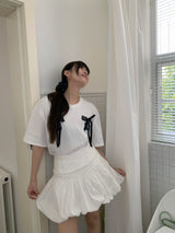Balletcore Ribbon Loose Fit Short Sleeve Tee