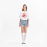 フラワープリントワイド半袖Tシャツ / flower print wide short sleeve t-shirt (4470384361590)