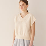 クランブルVネックベスト/Crumble v-neck vest_cream