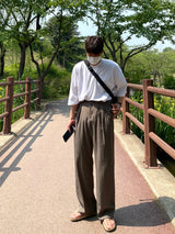 マインミニマルツータックワイドスラックス
