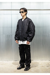 クラックコーテッドデニムMA-1ジャンパー / CRACK COATED DENIM MA-1 JUMPER