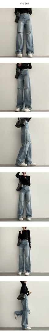 【ショート・ベーシック・ロング/S～2XL】シュークウォッシュワイドデニムパンツ