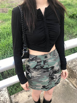 Military cargo mini skirt