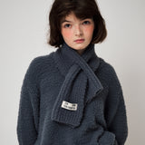 FLUFFY KNIT MUFFLER, CHARCOAL