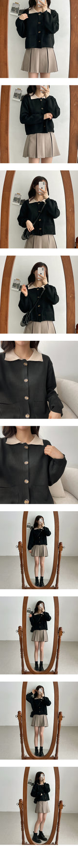フォーミンカラーリングポケットニットカーディガン/Fomin Collar Coloring Pocket Knit Cardigan
